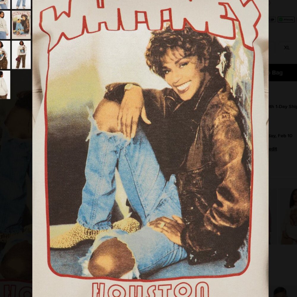 Whitney Houston Crewneck Sweatshirt – Sand – Size Large (NWOT)